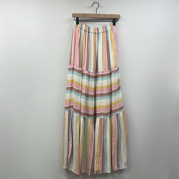 L*Space Bondi Metallic Striped High Rise Elastic Waist Pull-On Maxi Skirt Medium - Picture 6 of 11